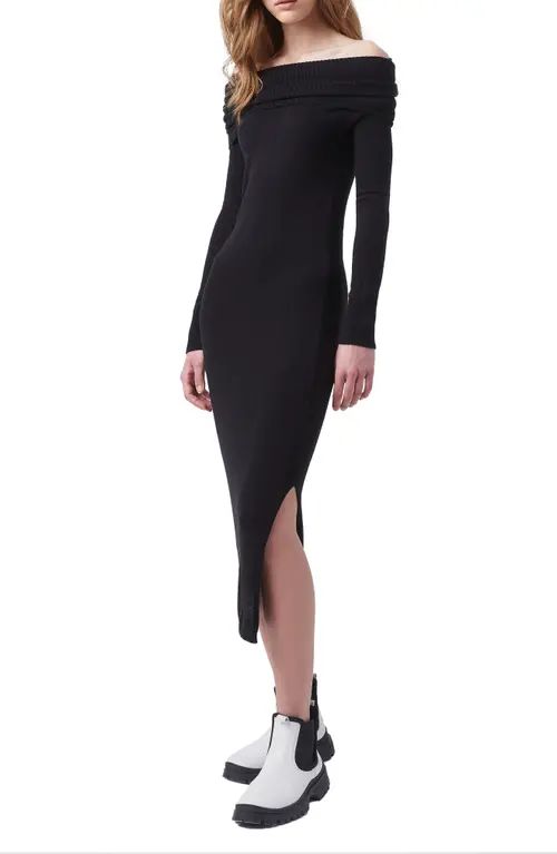 French Connection Off the Shoulder Sweater Dress in Black at Nordstrom, Size Small | Nordstrom