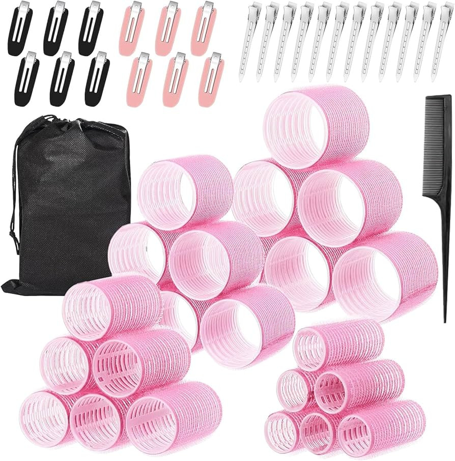 Hair Rollers with Clips 50PCS, Rollers for Hair Volume 4 Sizes (60/48/36/25mm) with 24 Clips, Lar... | Amazon (UK)