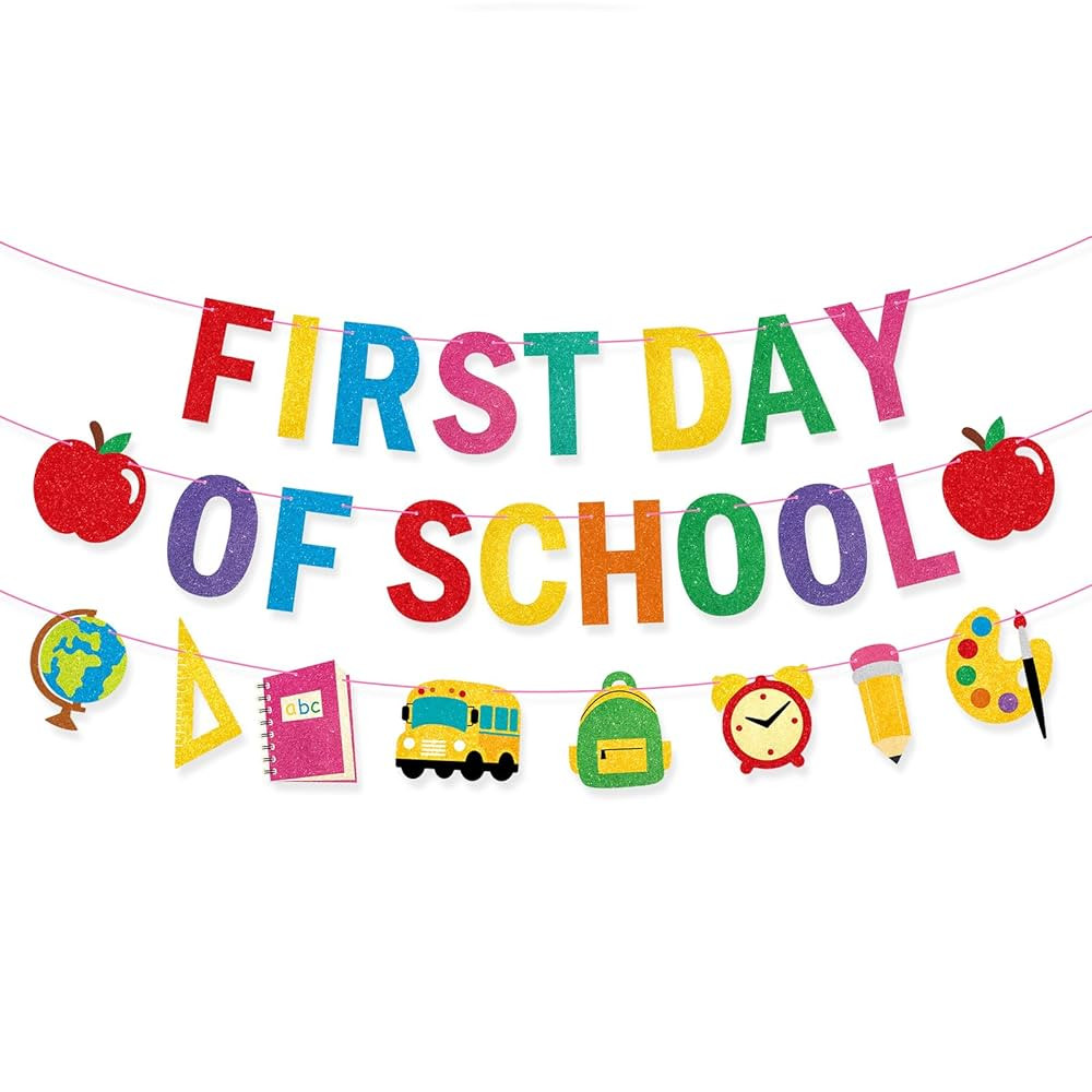 First Day Of School Banner Decor, Back To School Garland Decor, First Day Of School's Decorations... | Amazon (US)