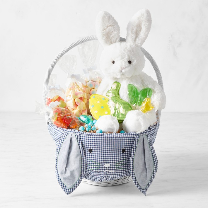 Williams Sonoma x Pottery Barn Kids Gingham Bunny Face Filled Easter Basket | Williams-Sonoma