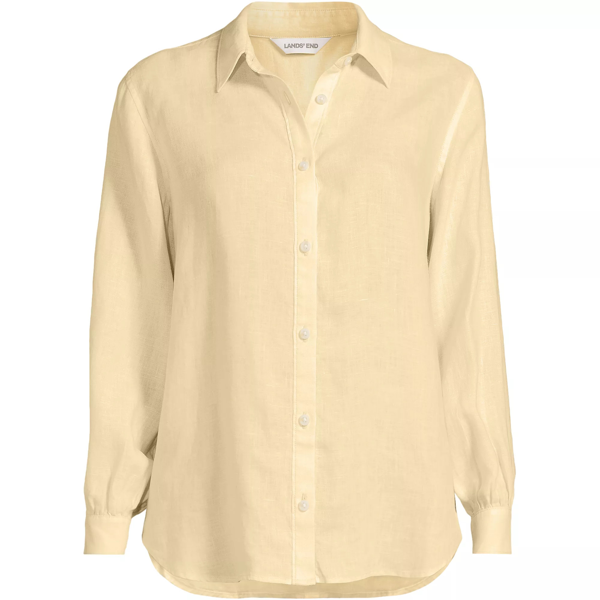 Women's Plus Size Linen Long Sleeve Feminine Shirt | Lands' End (US)