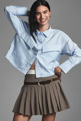 Maeve Patch Pocket Cropped Buttondown Shirt | Anthropologie (US)