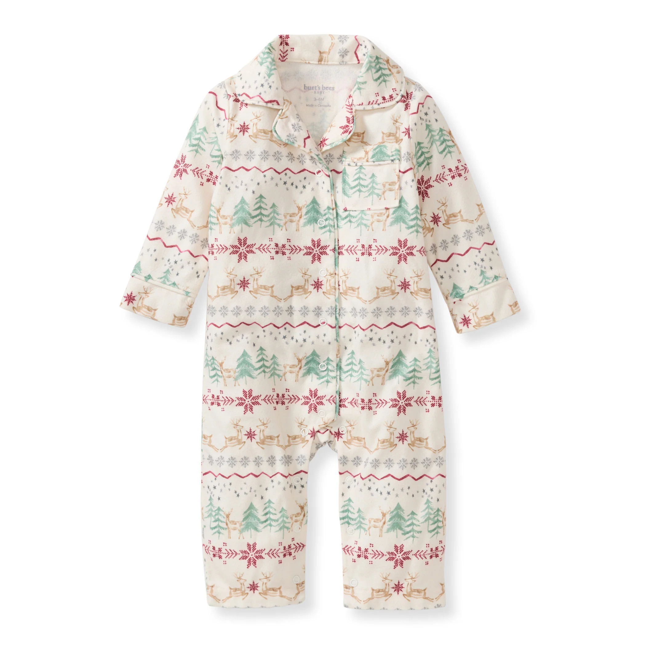 Magical Forest Fair Isle Repreve® Flannel Jumpsuit | Burts Bees Baby