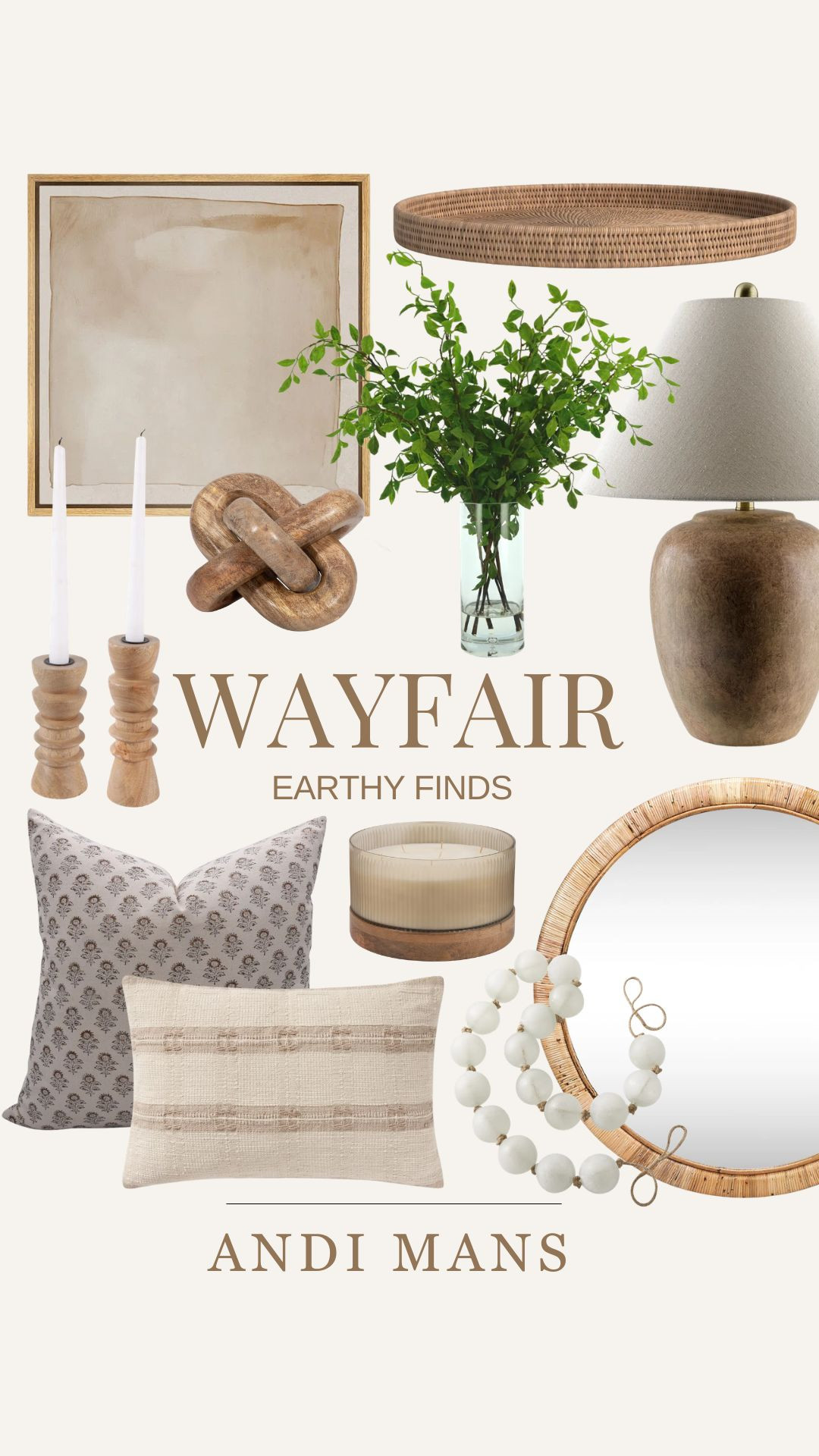 Wayfair earthy home finds! I love this round mirror and neutral wall art for the perfect update to any space in your home. 

 #LTKSeasonal #LTKOver40 #LTKHome