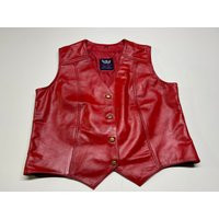 Women's Red Genuine Leather Biker Vest, Womens Waistcoat For Women, Ladies Sleeveless Gift Her | Etsy (US)