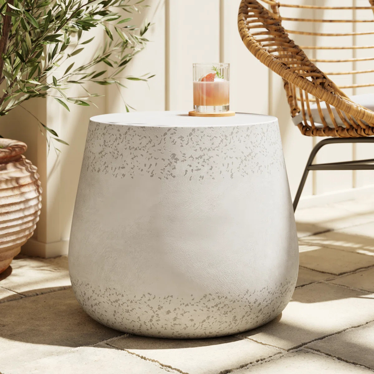 Belmaris Round Outdoor Side Table , 19'' in. W 19'' in. D | Wayfair North America
