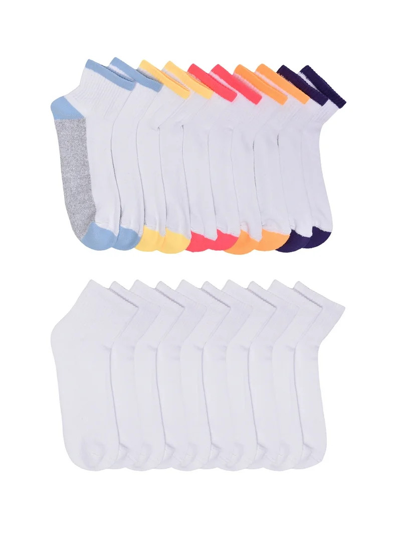 Wonder Nation Girls Cushioned Ankle Socks, 10-Pack | Walmart (US)