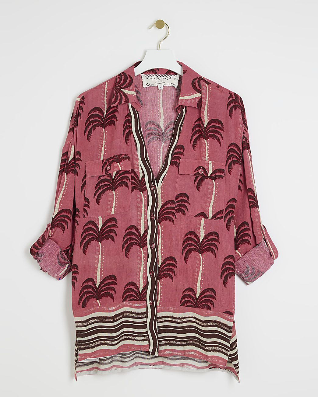 Pink palm tree oversized beach shirt | River Island (UK & IE)