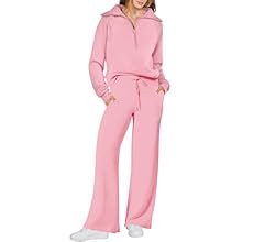 Prinbara Women 2 Piece Outfits Sweatsuit Set 2023 Fall Oversized Half Zip Sweatshirt Wide Leg Swe... | Amazon (US)