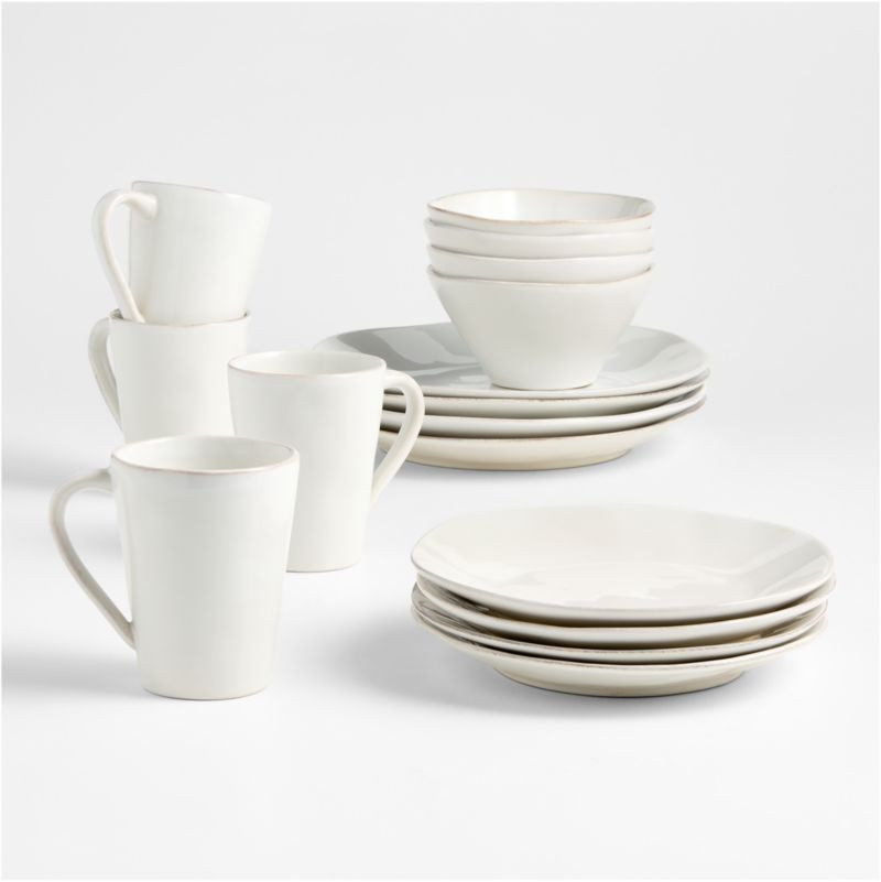 Marin White Stoneware 16-Piece Dinnerware Set + Reviews | Crate & Barrel | Crate & Barrel