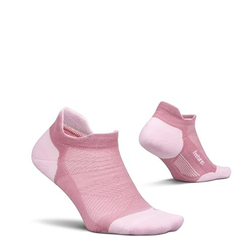 Feetures Elite Max Cushion No Show Tab Ankle Socks - Sport Sock with Targeted Compression - Pink Orchard, M (1 Pair) | Amazon (US)