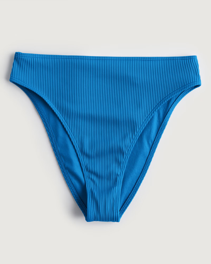 Women's Curvy High-Leg High-Waist Ribbed Cheeky Bikini Bottom | Women's Swimwear | HollisterCo.co... | Hollister (US)