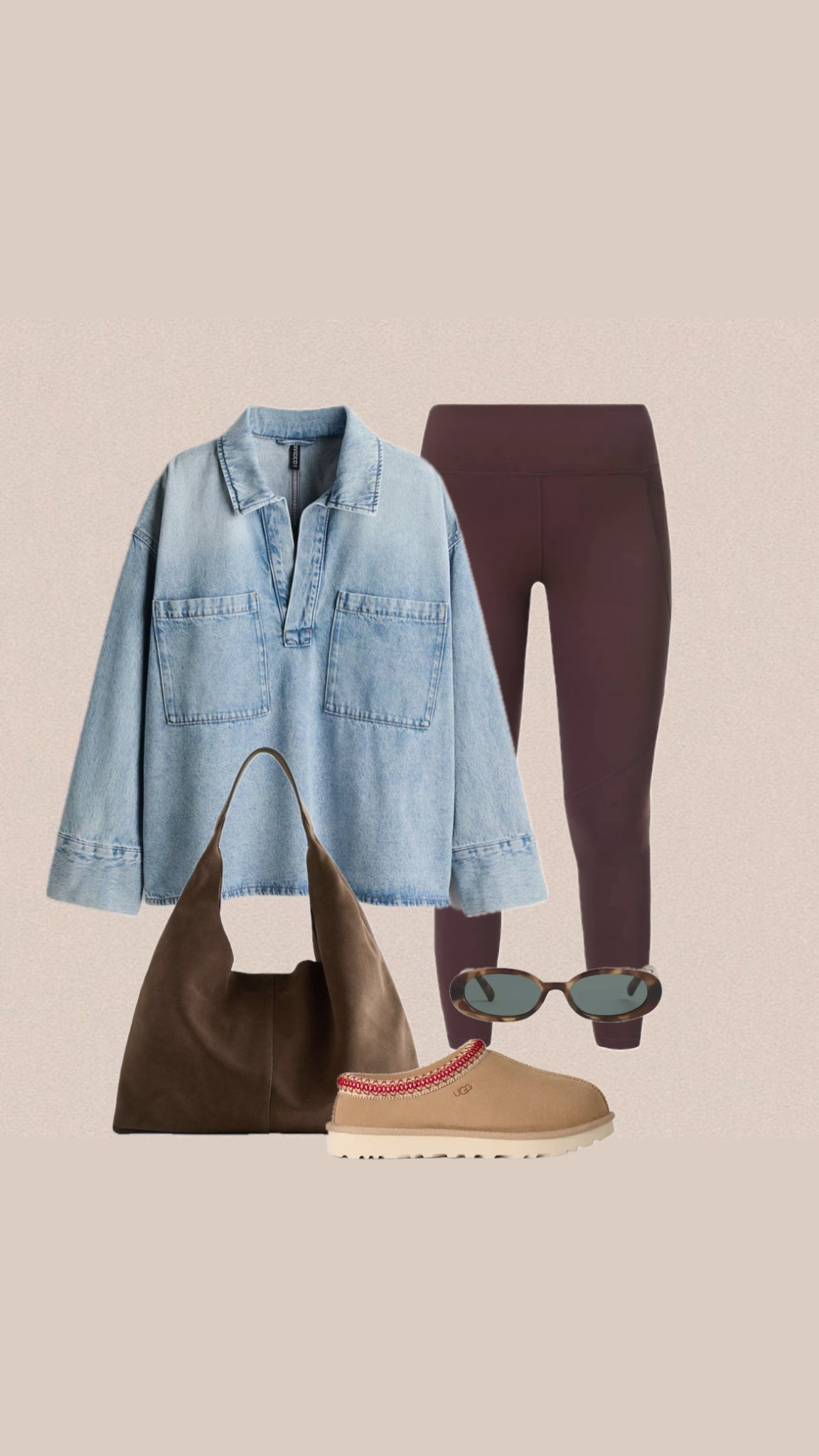 Autumn comfy outfit / everyday / brown leggings / denim shirt / Uggs / chocolate brown 

#LTKstyletip #LTKautumn #LTKuk