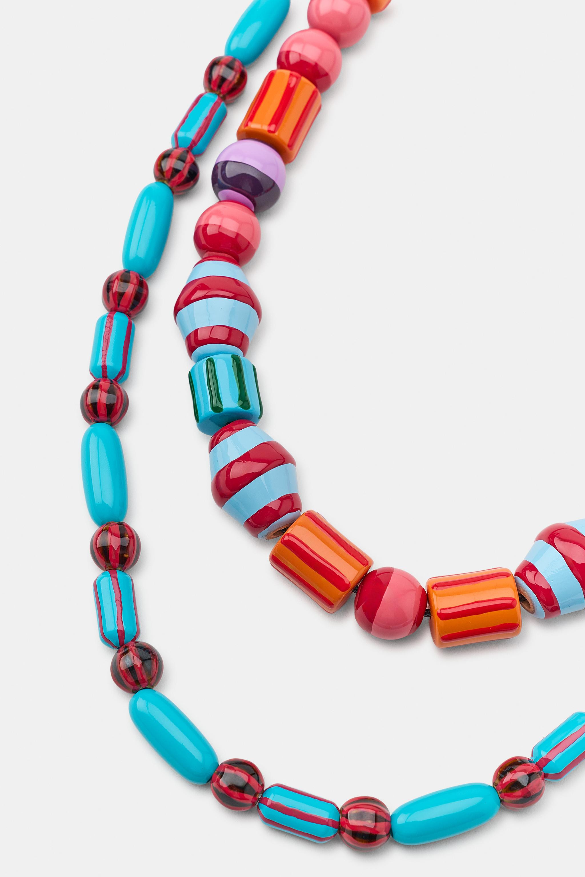 PACK OF 2 STRIPED BEAD NECKLACES | Zara US