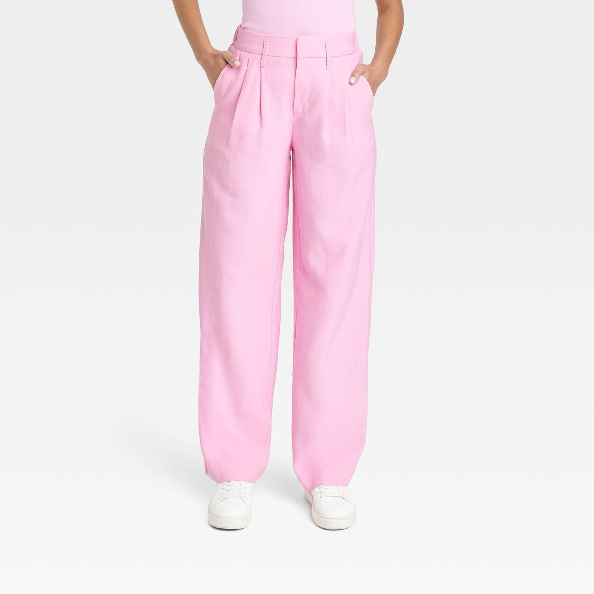 Women's High-Rise Straight Trousers - A New Day™ Pink 10 | Target