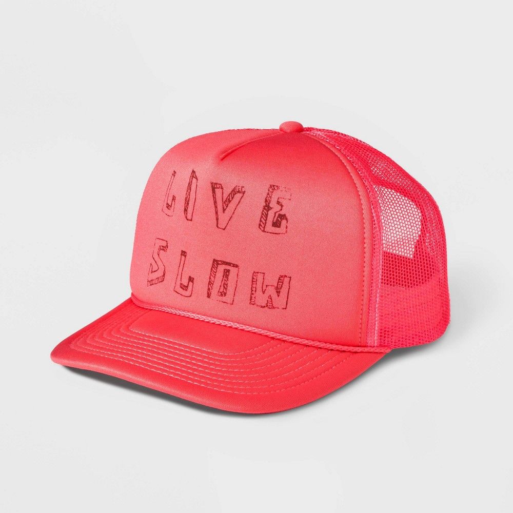 Women's Ascot + Hart Live Slow Graphic Trucker Hat - Red | Target