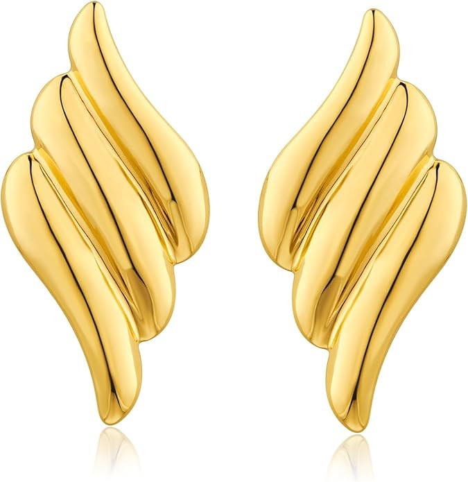 Large Gold Statement Chunky Stud Earrings for Women Trendy Vintage Large Gold Geometric Earrings ... | Amazon (US)