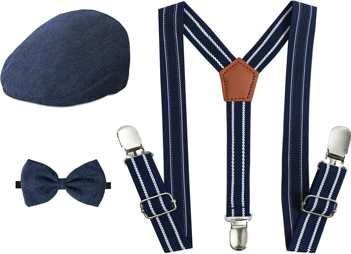 A&J DESIGN Baby Boy Driver Cap, Toddler 3pcs Newsboy Cap & Suspender & Bow Tie （3 Months - 8 Ye... | Amazon (US)