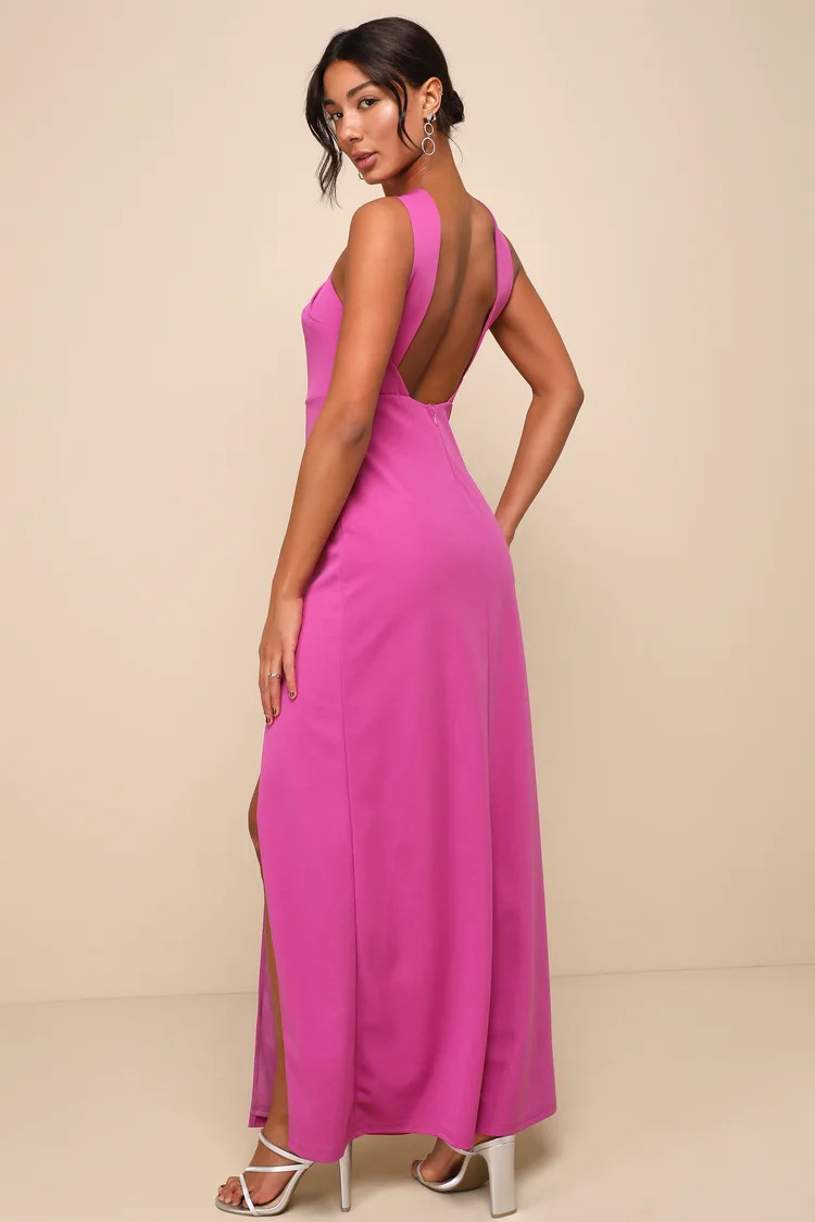 Glorious Perfection Magenta Purple Cross-Front Column Maxi Dress | Lulus