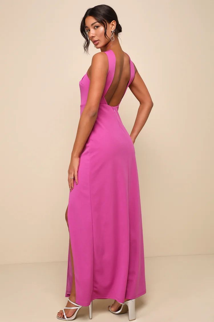 Glorious Perfection Magenta Purple Cross-Front Column Maxi Dress | Lulus