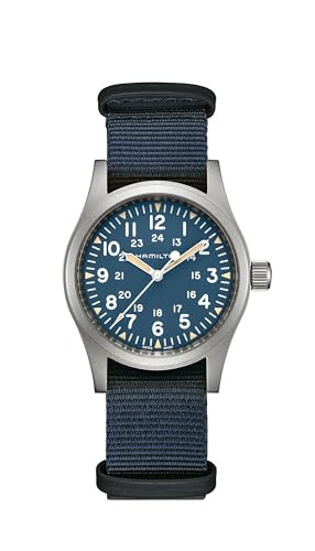 Hamilton Khaki Field Mechanical 38mm watch with black dial on a NATO strap