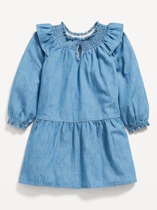 Long-Sleeve Ruffle-Trim Tiered Swing Dress for Toddler Girls | Old Navy (US)