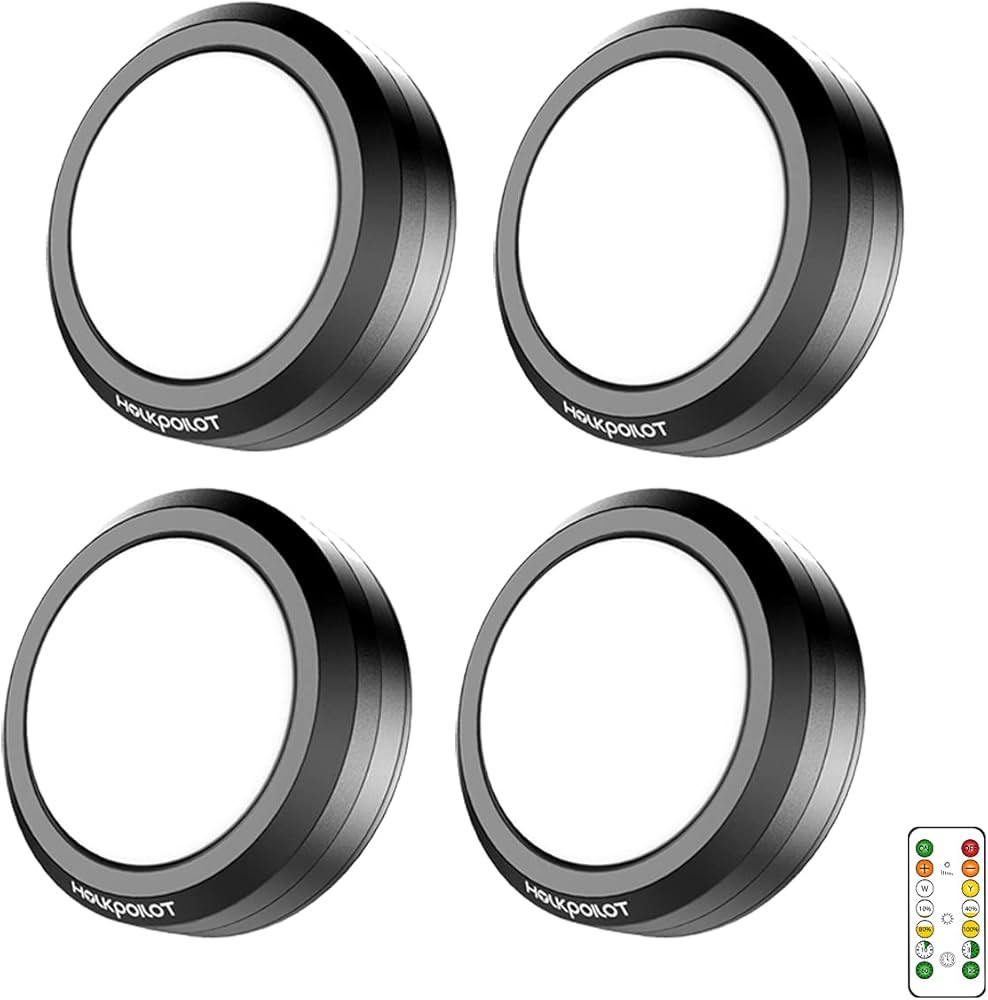 HOLKPOILOT Puck Lights with Remote Control, LED Under Cabinet Lights,Under Counter Light Battery ... | Amazon (US)