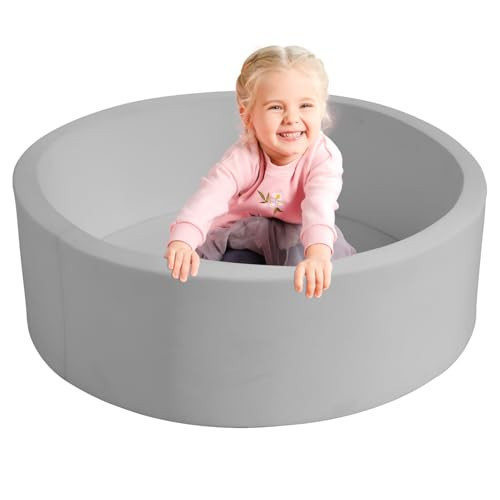 TRENDBOX Foam Ball Pit, 36" x 12" Indoor Outdoor Soft Round Ball Pool Playpen Ideal Gift Toy for Babies Kids and Toddler Children (No Balls) - Light Gray | Amazon (US)