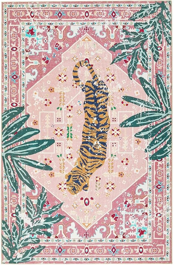 Washable Hippie Rugs Boho Vintage Tropical Jungle 4x6 Area Rugs Accent Oriental Carpet for Bedroo... | Amazon (US)
