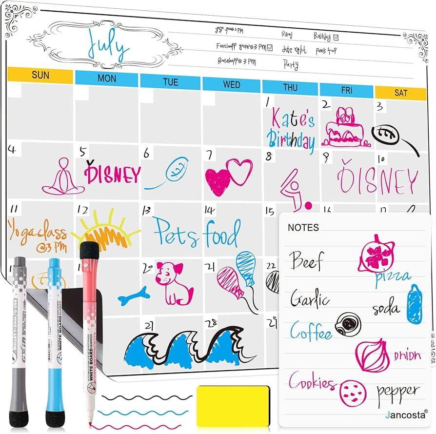 Dry Erase Calendar, Fridge Magnetic Calendar, White Board Planner for Refrigerator, Monthly & Wee... | Amazon (US)