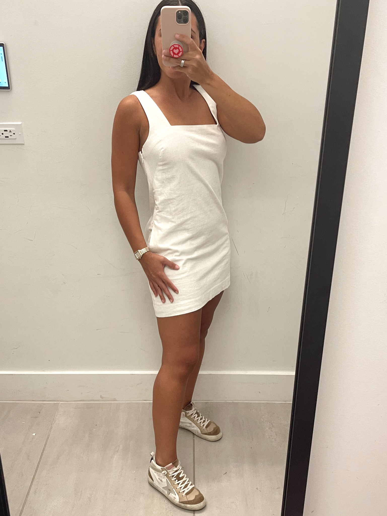 White linen dress from Abercrombie! Perfect for summer! 