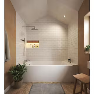 Grayley 66 in. L x 30 in. W Soaking Alcove Bathtub with Left Hand Drain in White with Polished Ch... | The Home Depot