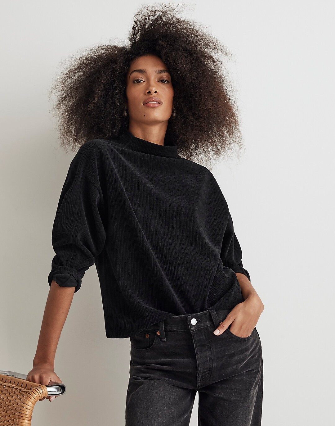 Striped Jacquard Funnelneck Top | Madewell