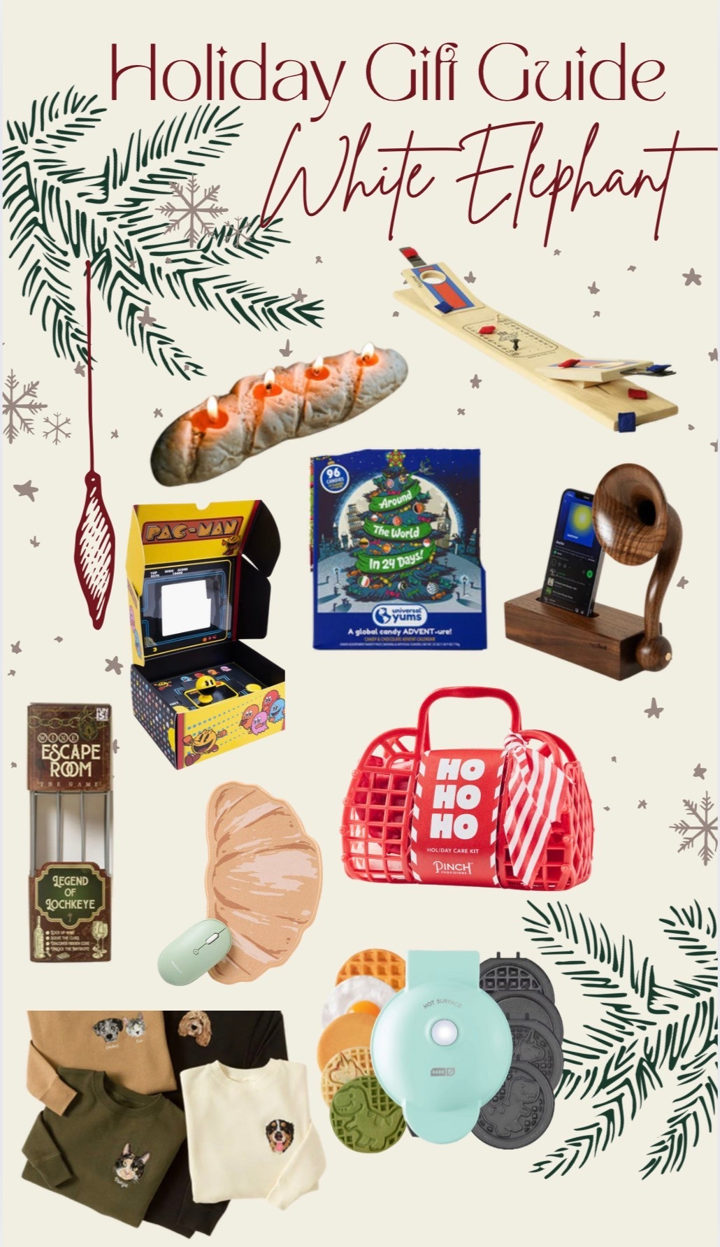 Holiday gift guide for your white elephant gift exchange! 

Table top corn hole, a bread candle, candy from around the world advent calendar, wooden phone sound amplifier, Pac-Man that plugs into your TV, escape room game to unlock your wine bottle, croissant mouse pad, holiday beauty survival set, embroidered pet face crewneck, and a waffle maker with interchangeable plates! 

Holiday gift guide | Christmas gifts | white elephant | Christmas | 
Follow @mimipluswill for more! 

 

#LTKSeasonal #LTKHoliday #LTKGiftGuide