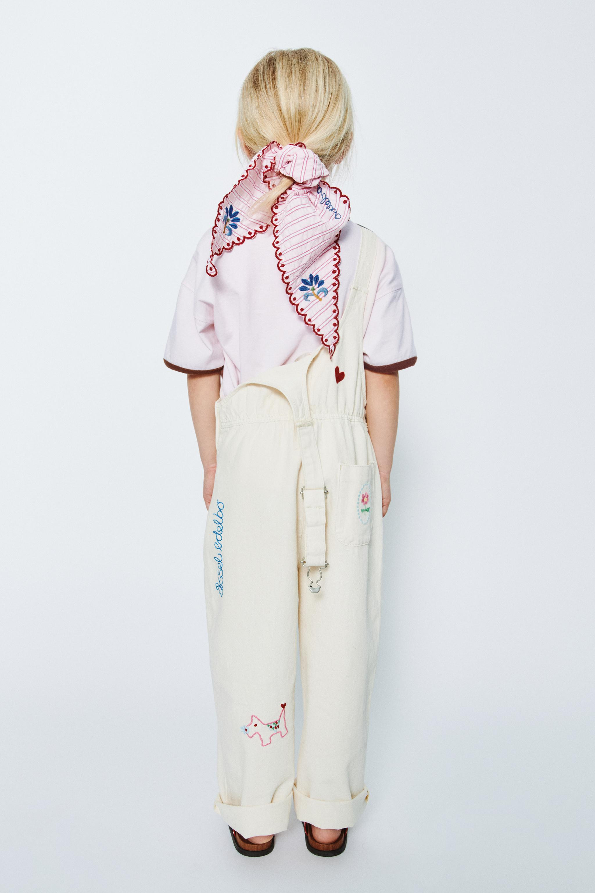 SISSEL EDELBO X ZARA KIDS EMBROIDERED TWILL OVERALLS | Zara US