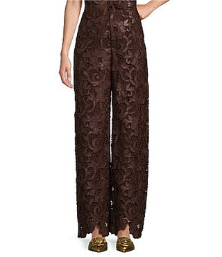 Antonio Melani x Jennifer Sumko Sara Laser Cut Lace High Rise Flat Front Full Length Coordinating Pants - 6 | Dillard's