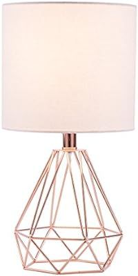 CO-Z Modern Table Lamp with White Fabric Shade, Rose Gold Desk Lamp with Hollowed Out Base 18 Inc... | Amazon (US)