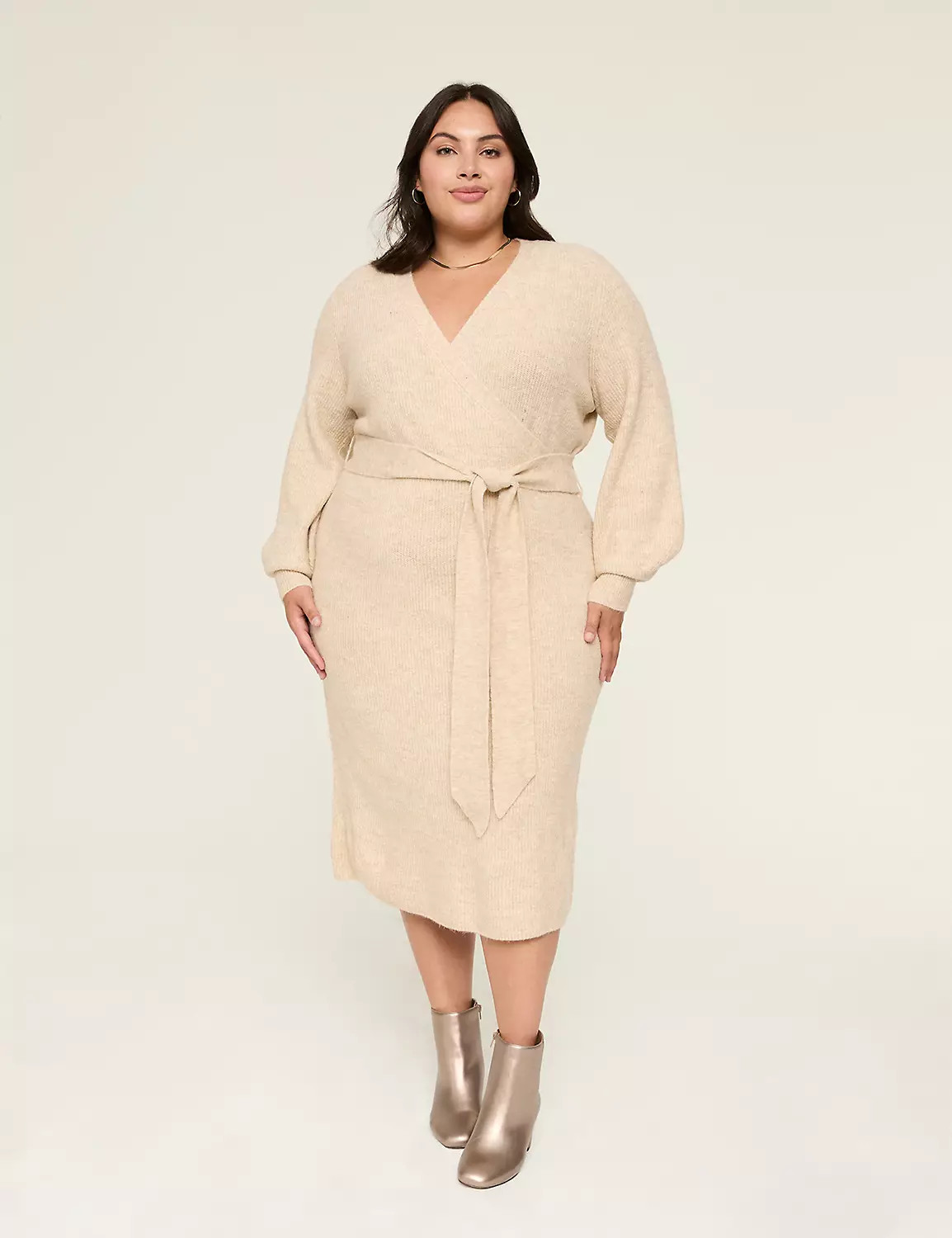 Faux-Wrap Sweater Midi Dress | Lane Bryant (US)