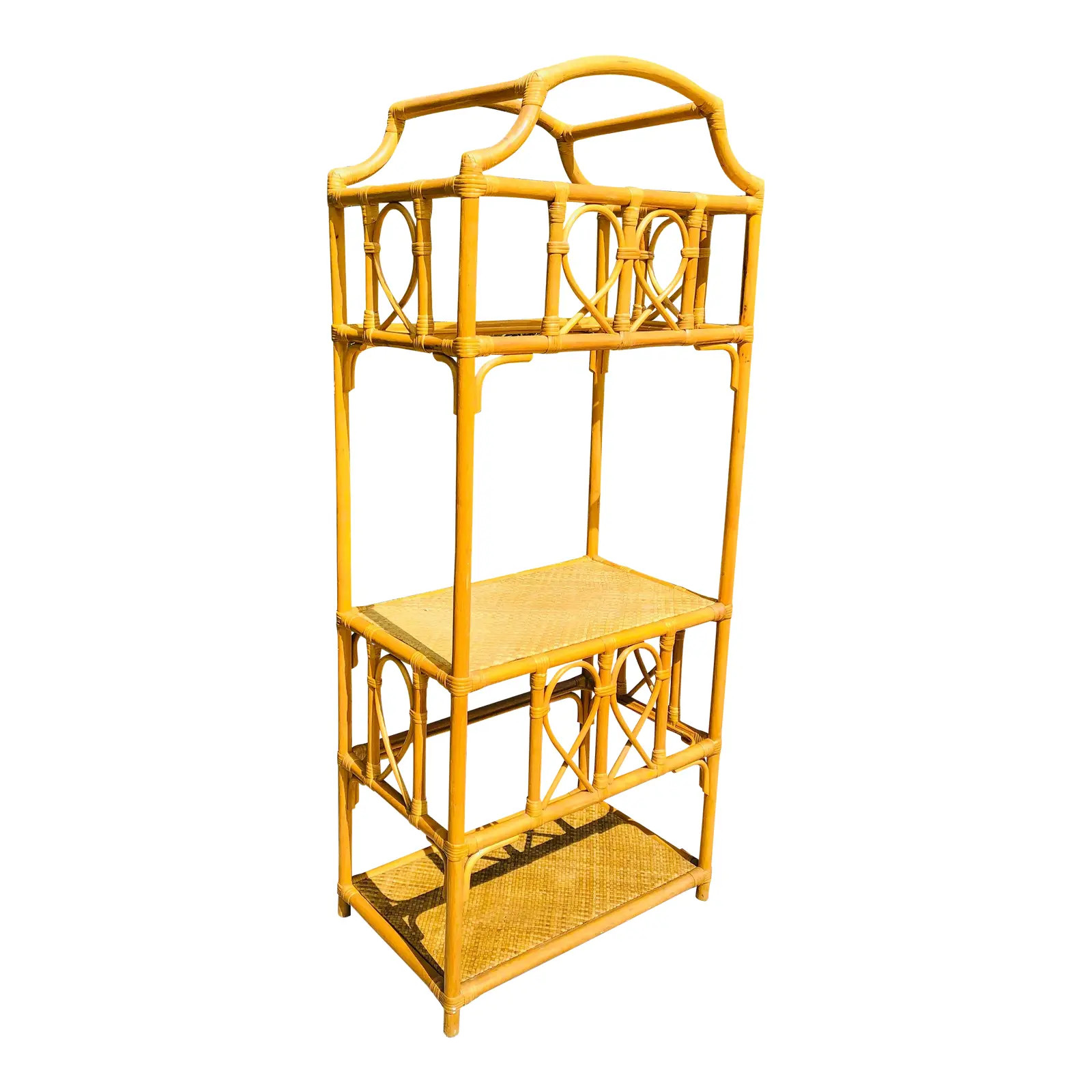Late 20th Century Bamboo Rattan Étagère Bookcase | Chairish
