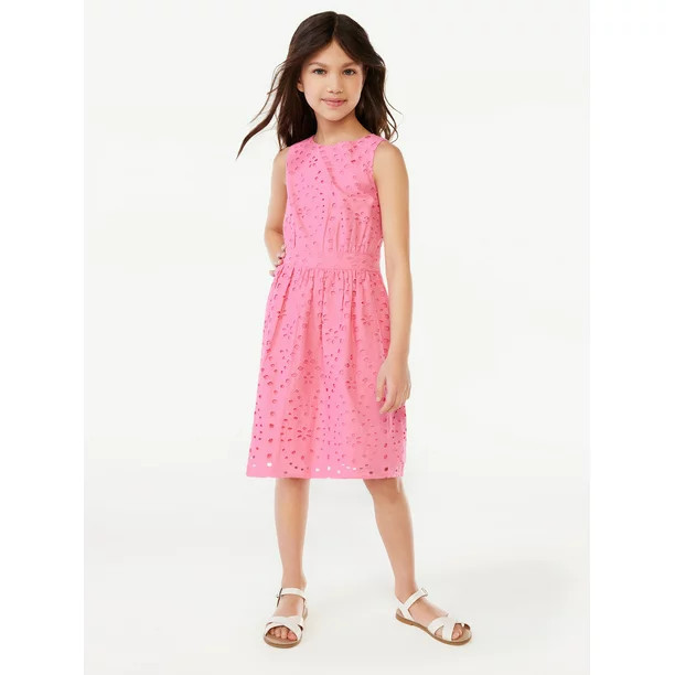 ScoopScoop Girls Sleeveless Eyelet Fit and Flare Dress with Bow Back, Sizes 4-16USD$30.00Price wh... | Walmart (US)
