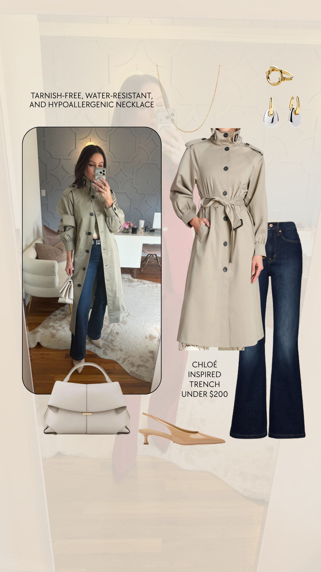 Chloé-inspired trench spring look! 

 #LTKgrwm #LTKootd #LTKOver40