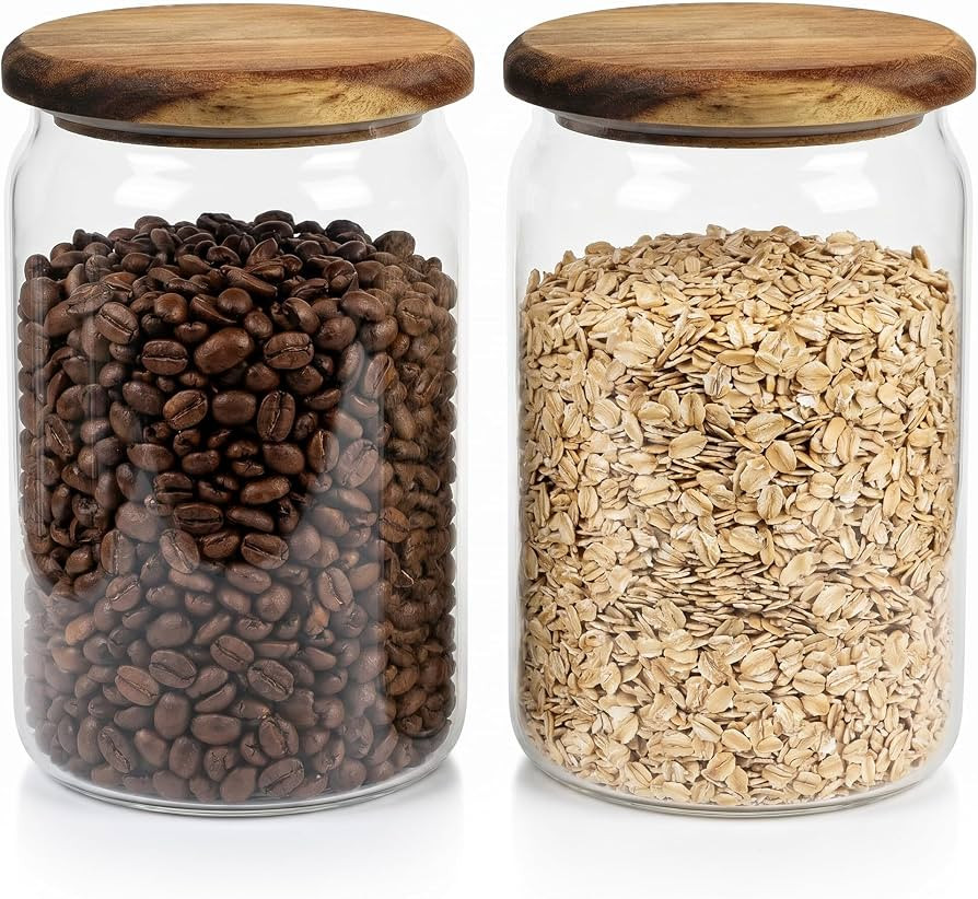 Wide Mouth Mason Jars 2-Pack 2000ml w/Spoons & Acacia Lids | Amazon (US)