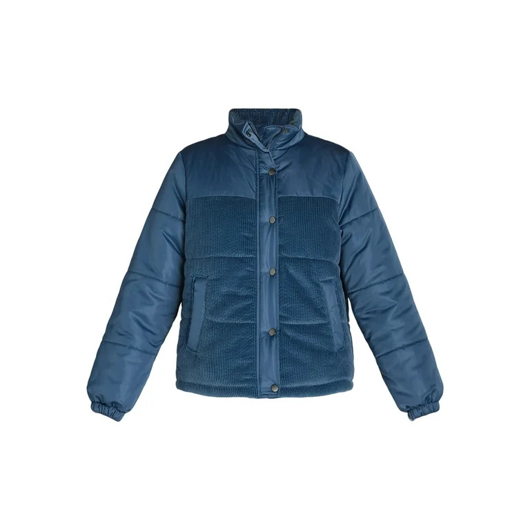 Time and Tru Women's and Women’s Plus Mixed Media Puffer Jacket, Sizes XS-3X | Walmart (US)