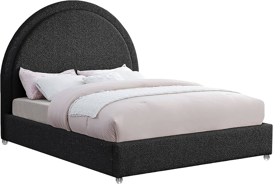 Meridian Furniture Milo Collection Modern | Contemporary Boucle Fabric Upholstered Bed Nailheads ... | Amazon (US)