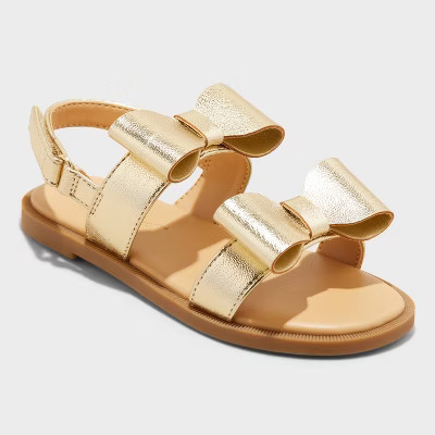Toddler Girls' Ruby Bow Sandals - Cat & Jack™ Gold 10T | Target