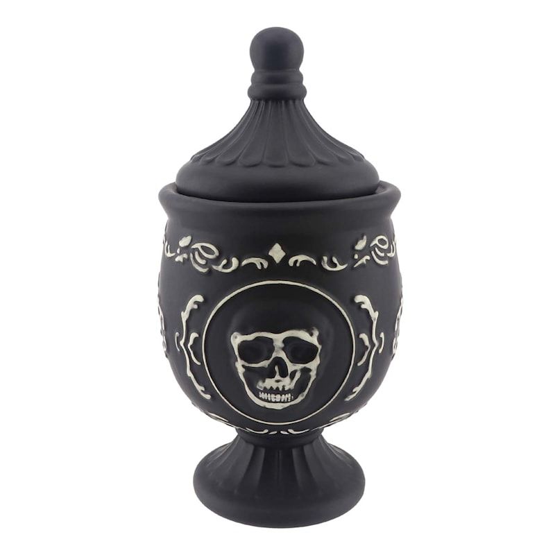 Southern Gothic Black Ceramic Apothecary Jar, 14" | At Home