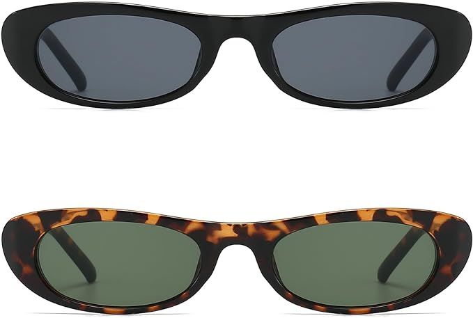 BRMHDY Elongated Narrow Cat Eye Sunglasses for Women 90s Retro Womens Oval Sunglasses Fashion Sma... | Amazon (US)