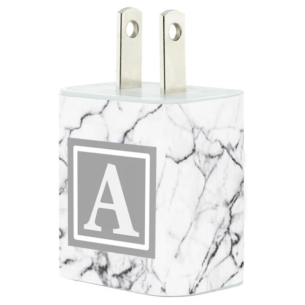 Monogram Carrara Stone Phone Charger | Classy Chargers