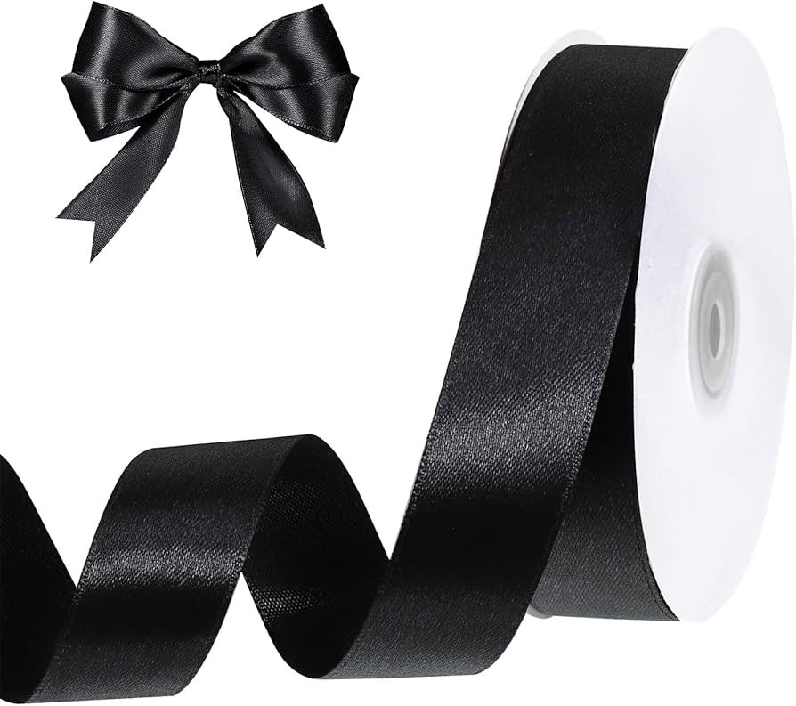 woric Black Ribbon 1 inch 50 Yards Black Satin Ribbon for Bows Making Room Decor Bouquet Crafts G... | Amazon (US)