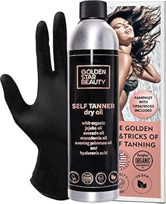 Self Tanner - Sunless Tanning Oil, Organic Spray Tan w/Hyaluronic Acid and Latex Gloves & Booklet... | Amazon (US)